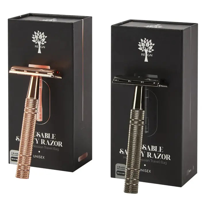 Reusable Safety Razors with Natural Jute Travel Bag