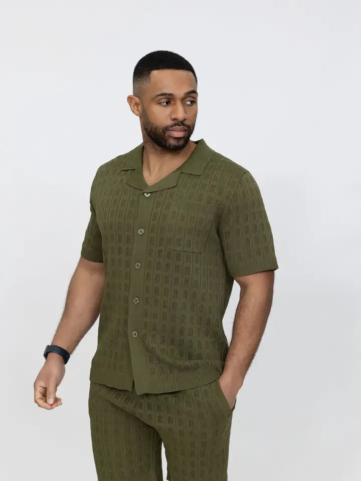 Knit Set Shirt and Shorts