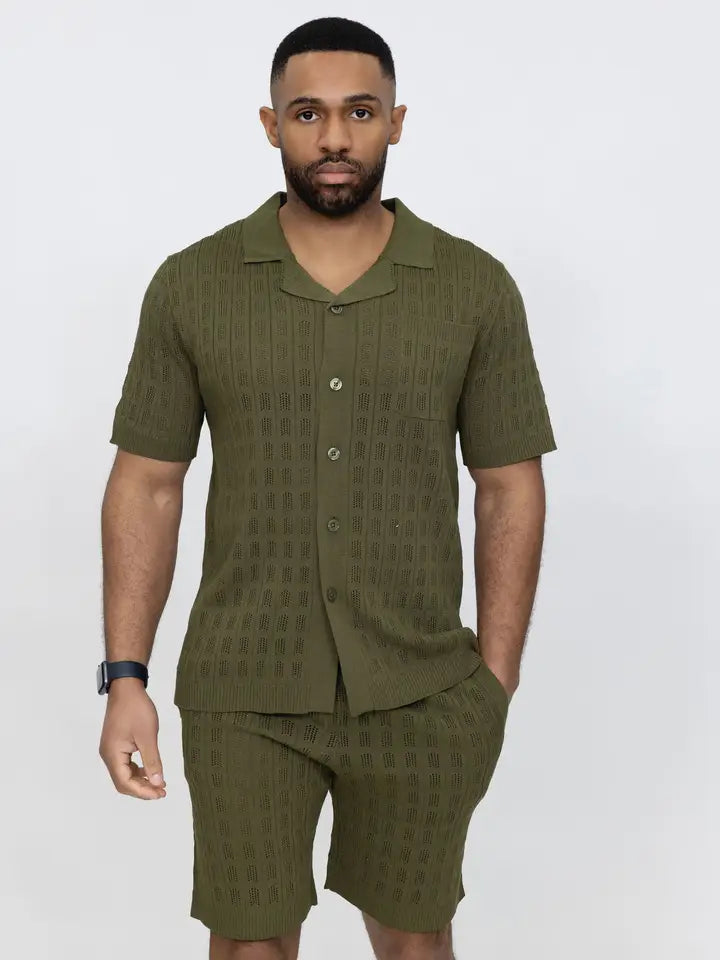 Knit Set Shirt and Shorts