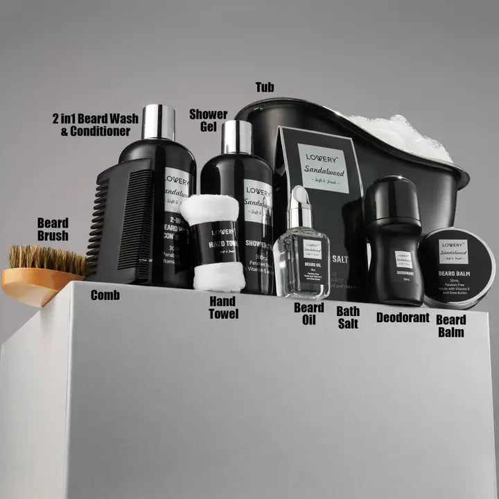 Luxury Beard Grooming Kit For Men, Sandalwood Bath Gift Set
